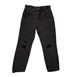 Kids Distressed Black Wash Denim Jeans Straight‎ Leg Ripped Style Size 16